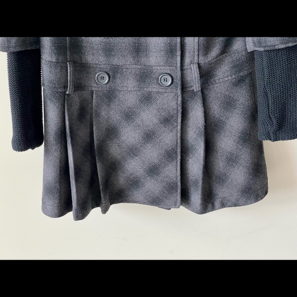 Checkered Wool Blend Hooded Coat - Picture 4 of 7